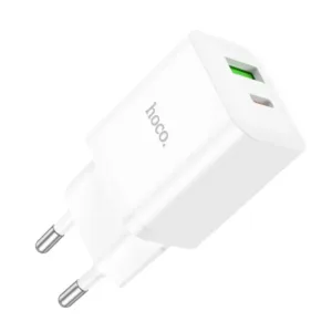 Mini Hoco N28 Founder PD20W QC3.0A Travel Charger with 2 Charging Outputs 1xUSB-A and 1xUSB-C White